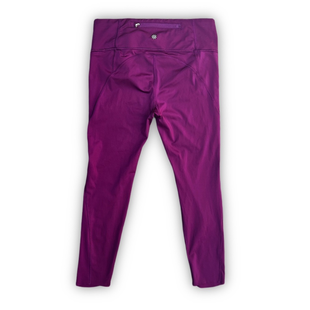 Athleta High Waisted Burgundy Magenta Leggings Zipper Pockets Small Gym Yoga